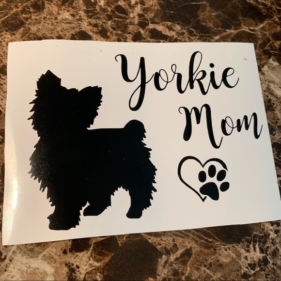Yorkie Mom Dog Car Decal Heart Paw Sticker Decal - Picture 2 of 3